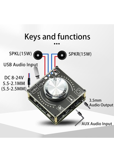 15w Stereo Amplifikatör Kartı 12/24v Hoparlör Ses Amplifikat Çok Renkli