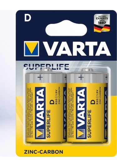 Varta 2020 Superlife R20 Büyük Boy D Pil 2'li