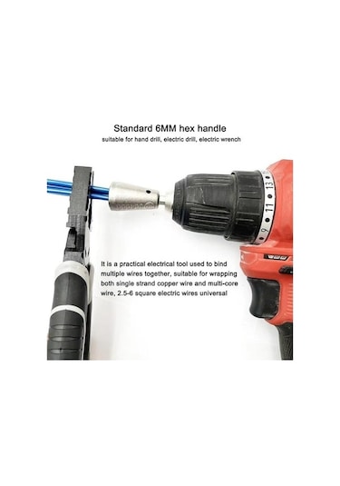 Danrimaoyi 2.5-6 Kare Elektrik Teli Büküm Araçları 6mm Altıgen Saplı Elektrikçi Hızlı Kablo Twisters