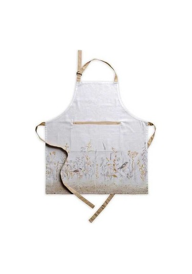 Fastbuy Kadınlar İçin Uzun Bağlı, Ayarlanabilir Boyunlu Pamuklu Mutfak Önlüğü - Çayır Çiçekleri, Bej Diğer