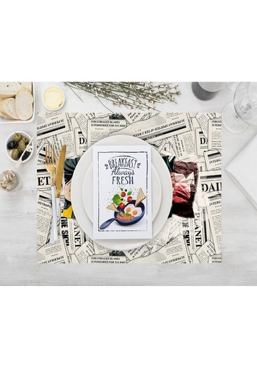 Superman Kumaş Amerikan Servis 4'lü Set 35x50cm Warner Bros Lisanslı Ürün, Keten Kumaş Çok Renkli