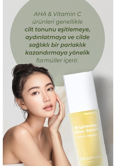 Aha Ve C Vitamini İçeren Aydınlatıcı Işıltı Etkili Kore Serum 40ml Peeling & Anti-aging Bakım