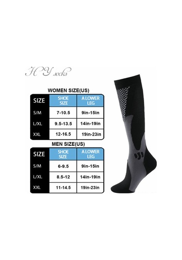 Geeroyoo Siyah Kompresyon Çorap Spor Ve Günlük Kullanıma Uygun Elastik Yüksek Bilekli Dayanıklı Erken Tamir Siyah