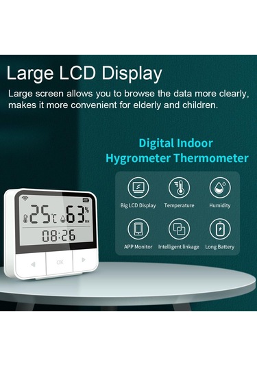 Jms Tuya Wifi Akıllı Sıcaklık Nem Sensörleri Saat Tarih Hafta Ekranı Akıllı Ev Ofis