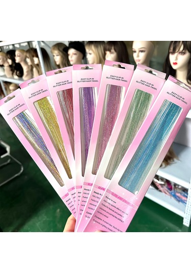 Dofolink 6 Adet Poliester Fiber Saç Ekleri - 50cm Uzunlukta, Isıya Dayanıklı 160 C , Kesilebilir/yıkanabilir/ütülebilir - Metal Klipsli Parlak Saç Aksesuarı Pembe