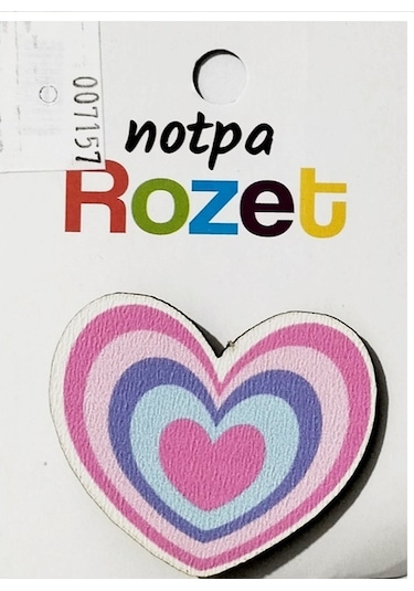 Notpa Rozet Ahşap Kalp Renkli - 3 Adet Çok Renkli