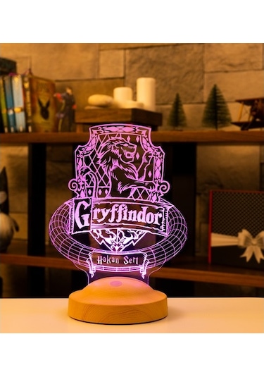 3D Lamba Harry Potter Hogwarts Gryffindor Kişiye Özel Led Lamba
