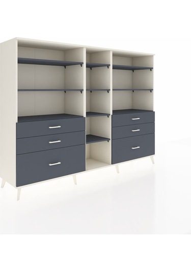 Hyperion Dolap 10 Raflı 6 Çekmeceli 220x44x163 Aytaşı-antrasit Aytaşı-antrasit