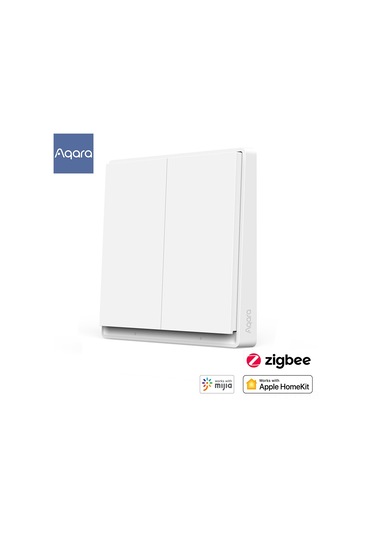 Teltree Aqara E1 Zigbee Akıllı Kablosuz Duvar Anahtarı, İki Tuşlu, Çift Kontrol, Tek Tuşla Ev Işıkları, 2 Yıl Pil Ömrü, Evkit Ve Mıot Uyumlu