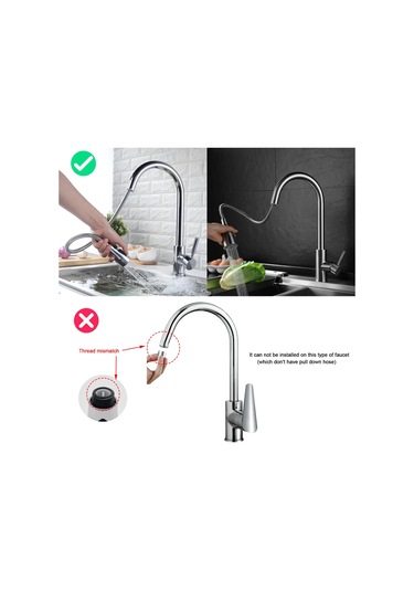 Inchant 3 Fonksiyonlu Mutfak Musluğu Püskürtme Başlığı Pull Out Gümüş