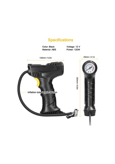 Wezone 12v 120w Arabalar İçin El Tipi Elektrikli Hava Pompa, Hızlı Lastik Şişirme, Led Işık, Taşınabilir Abs Malzeme