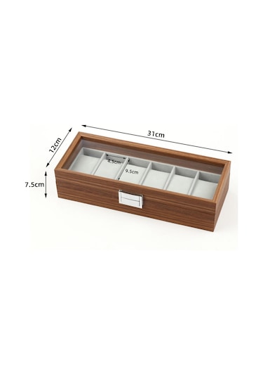 Homyl Saat Saklama Kutusu 6 Geniş Yuva Saatler Için Lüks Kolye Ceviz Rengi