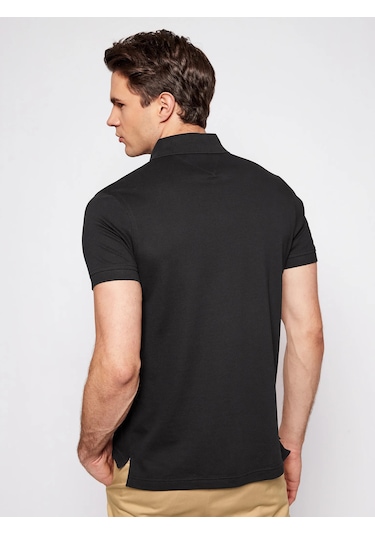 Tommy Hilfiger Polo Yaka Pike Erkek T-shirt Siyah