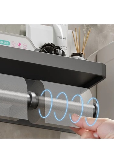 Ruicoo Dayanıklı Alüminyum Tuvalet Kağıdı Askısı - 10 Kg Taşıma Kapasiteli Gri