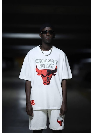 Chicago Bulls Pamuklu Oversize Şortlu Penye Takım 001