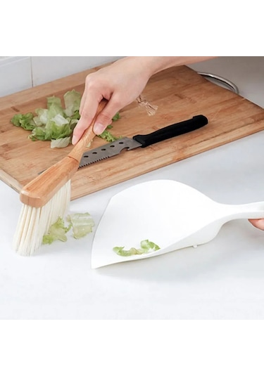 Geeroyoo Mini Bambu Süpürge Ve Faraş Seti - Ergonomik Tasarım, Klavye Ve Yüzey Temizliği İçin İdeal