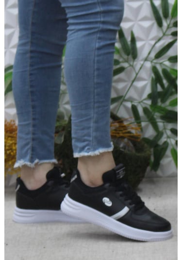 Fort Row Luna Siyah Beyaz Rahat Hafif Sneaker Kadın Spor Ayakkabı 001