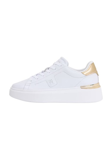 Kadın Metalik Detaylı Platform Tabanlı Sneaker - Beyaz/gold White