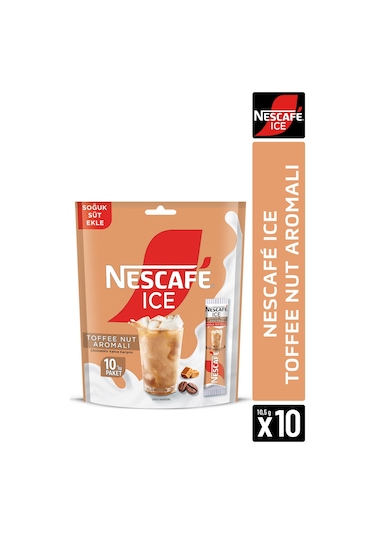 Nescafe Ice Toffee Nut Aromalı Çözünebilir Kahve 10,5g 10'lu Paket Hazır