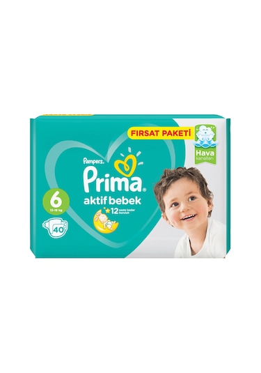 Prima Pampers Aktif Bebek Fırsat Paketi Extra Large Bebek Bezi 13-18 KG 6 Beden 4 x 40 Adet 4'lü