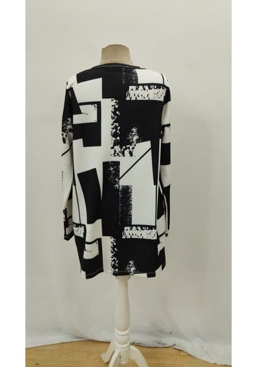 Kadın Uzun Kollu Önü Açık Desenli Modal Kısa Ceket Siyah