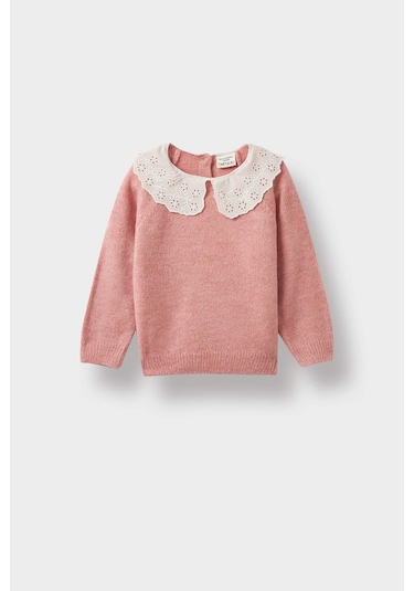 Defacto Kız Bebek Büyük Yaka Kazak F2437a525wnpn429 Pembe