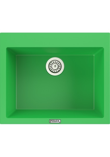 Polex Cristalüx Granit Evye P-X60 Yeşil Tezgah Altı Ve Tezgah Üstü Kare Mutfak Evyesi 60x50 CM