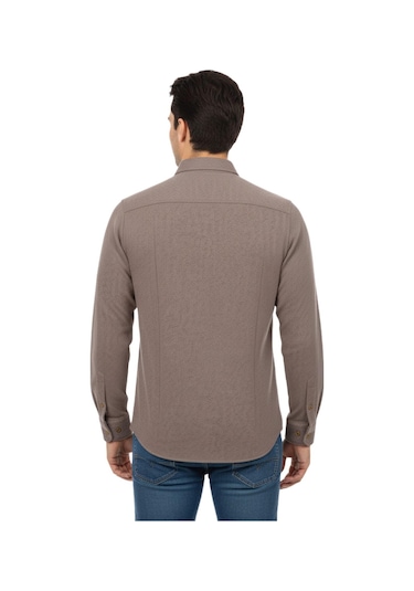 Raymons Erkek Spor Silim Fit Dokuma Gömlek Bgl-st04946 Vizon