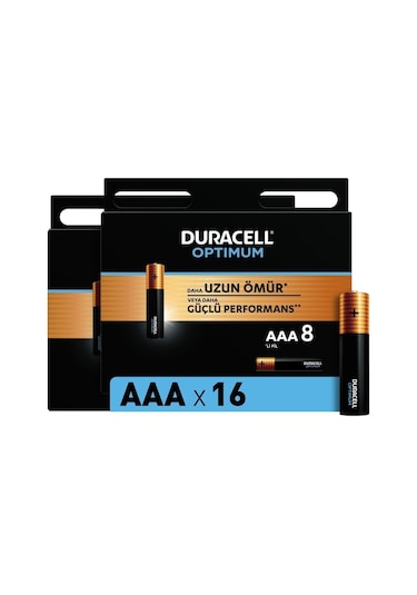 Duracell Optimum LR03/MN2400 1.5 V Alkalin AAA İnce Kalem Pil 16’lı