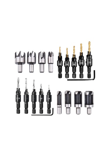 Maiyame Ahşap İşleme İçin Titan Kaplı Altıgen Saplı 6 Parça Delik Seti - Tüp Ve Düz Uçlu Delicilerle Dayanıklı Ahşap Delme Aracı