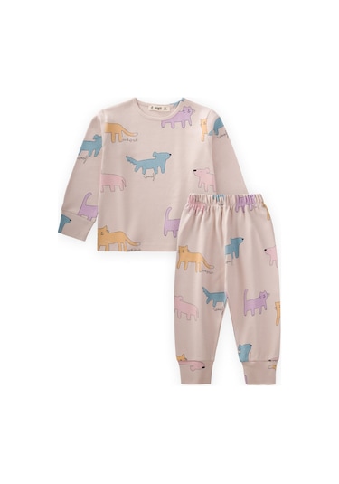 Cigit Desenli Mevsimlik Pijama Takım 1-7 Yaş Sand Bej