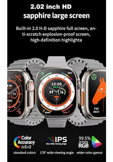 Watch 8 Ultra Hk8 Pro Max 2.05 Hd Amoled Ekran Chatgpt'li Yapay Zeka Sistemli Versyon 2