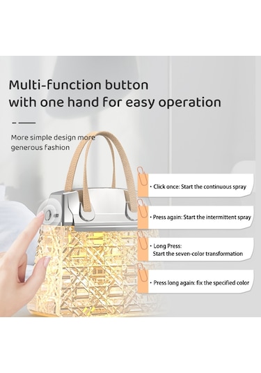 Sones Masaüstü Küçük Kristal Çanta Nemlendirici Aroma Ortam Aydınlatması, Renk: Mavi Şarj Edilebilir