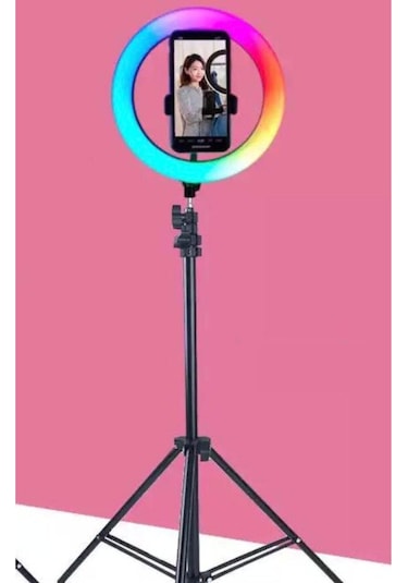 Renkli Ring Light Led Sürekli Işık 10" Youtuber Light Kuaför Işığı