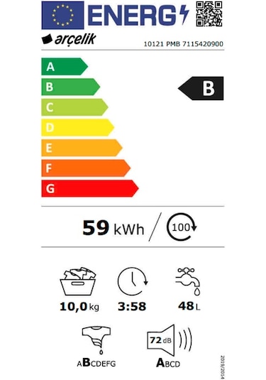 Arçelik 10121 PMB 1200 Devir 10 KG Çamaşır Makinesi