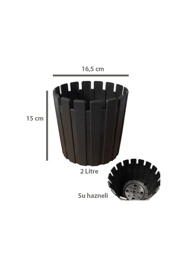 Poliwork Akasya 17 Cm Çit Görünümlü Saksı Antrasit