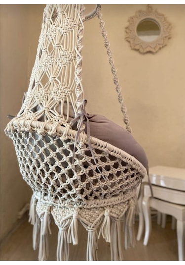 Woodshut Woodshut Tek Kişilik Makrome El Örgüsü Salıncak Naturel