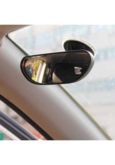Springsun Araç İçi Bebek Gözlem Aynası - Akrilik Süngerli Cam Tutanaklı, 14.7x5.5cm Siyah Ap193