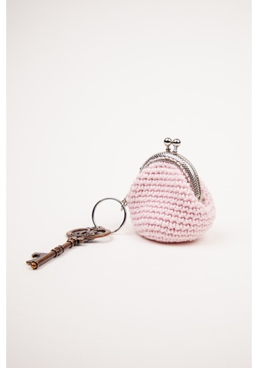 Fabric Craft Bag Mini Bozuk Para Cüzdanı Anahtarlık Klipsli Açık Pembe