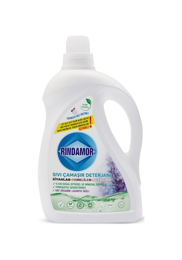 % 100 Doğal Bitkisel Sıvı Çamaşır Deterjanı Organik Lavanta Yağlı -tüm Renkler 2200 ML