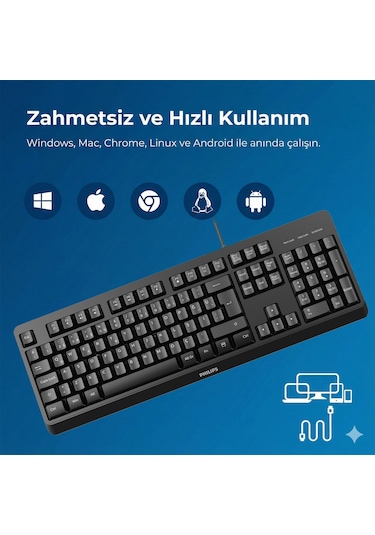Philips SPK6207 Kablolu Türkçe Q Klavye Siyah
