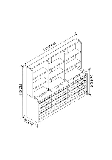 Bofigo 9 Sepetli 9 Raflı Dolap Çok Amaçlı Dolap Oyuncak Dolabı Almina Safir Meşe Açık Kahverengi
