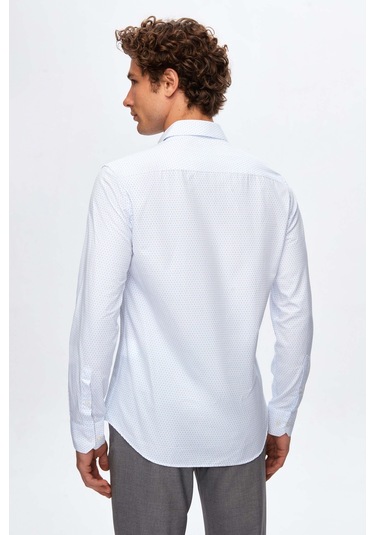 Twn Slim Fit Beyaz Baskılı Easy Iron Gömlek 1ef0221012880 Beyaz