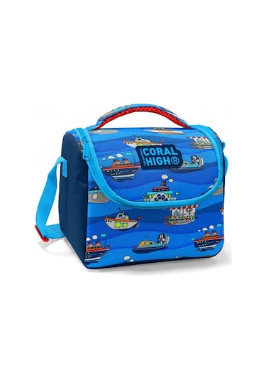Coral High Lacivert Mavi Gemi Desenli Erkek Çocuk Beslenme Çantası - Thermo Astarlı 11829