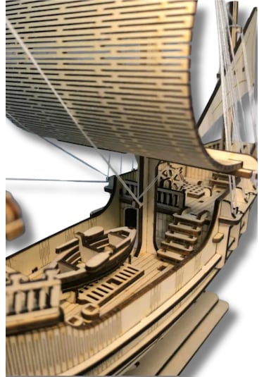 Ahşap Yelkenli Gemi Maketi - Kendin Yap Dıy Dekoratif Kit - 3d Puzzle - 41cm