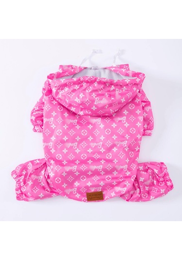 Pembe Desenli Tulum Yağmurluk Köpek Kıyafeti Köpek Yağmurluğu