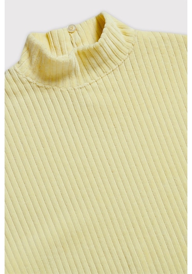 Kids Girl Dik Yaka Kadife Sarı Sweatshirt Sarı