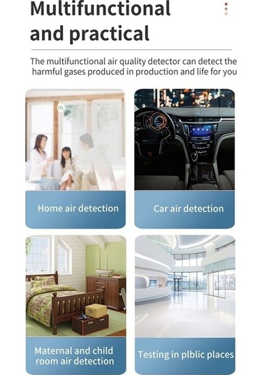 Xinxin Pm2.5/pm10 Hava Kalitesi Dedektörü İç Mekan Hava Kalitesi Monitörü Siyah