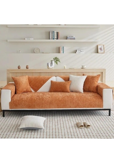 Gri Düz Renk Şönil Kanepe Havlusu Kalın Evrensel Kesit Kanepe Örtüsü Modern Mobilya Toz Geçirmez Kapak L Şeklinde Kanepe Kapakları 70x120cm