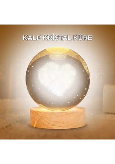 Kalpli Led Işıklı Cam Küre Büyük Boy Kristal Tasarım